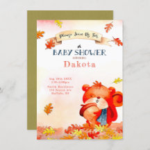 Cute Beer Herfst Autumn Baby Shower Invitations