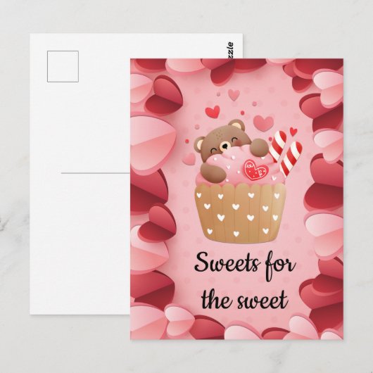 Cute Beer Hugging Cupcake Valentijn Briefkaart (Voorkant / Achterkant)