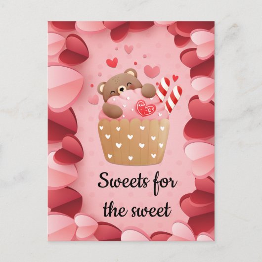 Cute Beer Hugging Cupcake Valentijn Briefkaart (Voorkant)