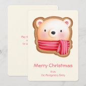 Cute Beer in een Winter Scarf Cookie Tekening Feestdagenkaart (Voorkant / Achterkant)