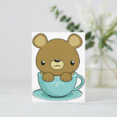 Cute Beer in Teacup (type bruin Beer) Briefkaart (Staand voorkant)