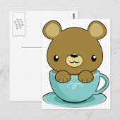 Cute Beer in Teacup (type bruin Beer) Briefkaart (Voorkant / Achterkant)