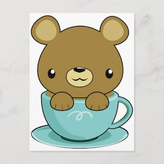 Cute Beer in Teacup (type bruin Beer) Briefkaart (Voorkant)