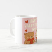 Cute Beer & Konijn Valentijnsdag Mok – Roze Hart (Voorkant links)