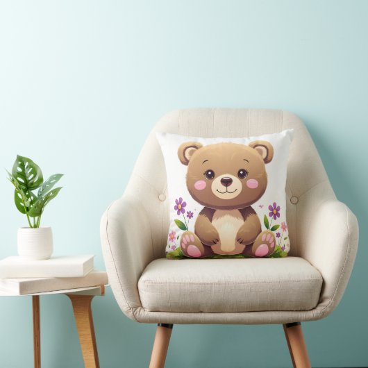 Cute Beer – Kussen voor lieve kinderen: Lachende B (Stoel)