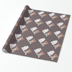 Cute Beer Lezen van een boek Gift Wrapping Paper Cadeaupapier