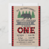 Cute Beer Lumberjack 1st Birthday Uitnodiging (Voorkant)