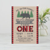 Cute Beer Lumberjack 1st Birthday Uitnodiging (Staand voorkant)