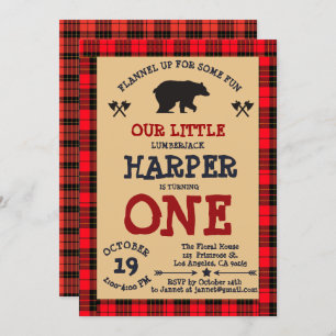 Cute Beer Lumberjack 1st Birthday Woodland Pset Kaart