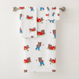 Cute Beer met bijenpatroon Bad Handdoek