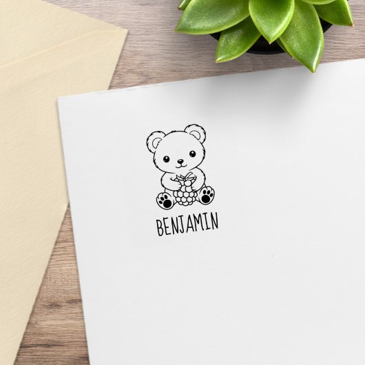 Cute Beer met een Bes Aangepaste Naam 1x1 Rubberstempel