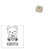 Cute Beer met een Bes Aangepaste Naam 1x1 Rubberstempel (Gestempeld)