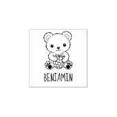 Cute Beer met een Bes Aangepaste Naam 1x1 Rubberstempel (Afrduk)