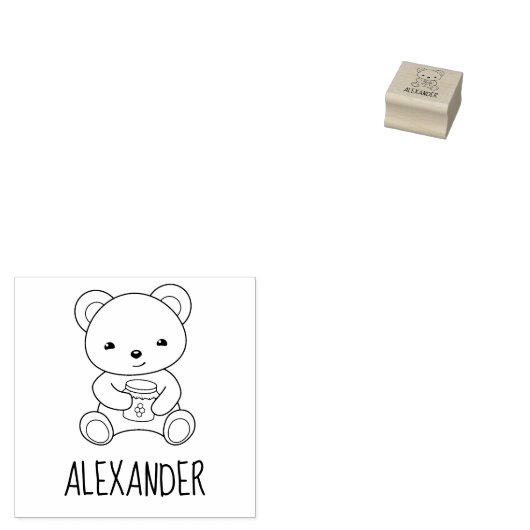 Cute Beer met een Honey Jar Custom Name Rubberstempel (Gestempeld)