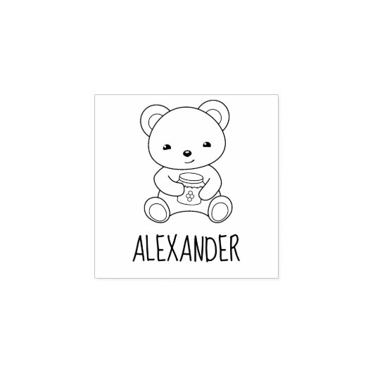 Cute Beer met een Honey Jar Custom Name Rubberstempel (Afrduk)