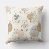 Cute Beer met Hart -- Pastelkleurige Kinderkamer ( Kussen (Achterkant)