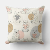 Cute Beer met Hart -- Pastelkleurige Kinderkamer ( Kussen (Voorkant)