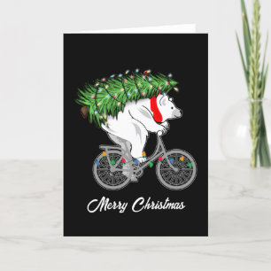 Cute Beer met kerstboomcadeaus voor fietsers Bedankkaart