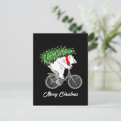 Cute Beer met kerstboomcadeaus voor fietsers Briefkaart (Staand voorkant)