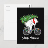 Cute Beer met kerstboomcadeaus voor fietsers Briefkaart (Voorkant / Achterkant)