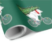 Cute Beer met kerstboomcadeaus voor fietsers Cadeaupapier (Rol Hoek)