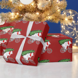 Cute Beer met kerstboomcadeaus voor fietsers Cadeaupapier