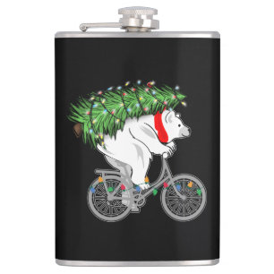 Cute Beer met kerstboomcadeaus voor fietsers Heupfles