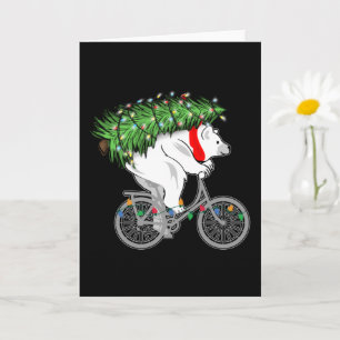 Cute Beer met kerstboomcadeaus voor fietsers Kaart