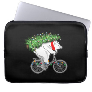 Cute Beer met kerstboomcadeaus voor fietsers Laptop Sleeve