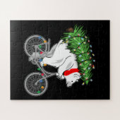 Cute Beer met kerstboomcadeaus voor fietsers Legpuzzel (Horizontaal)