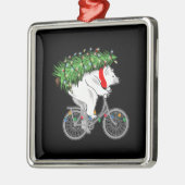 Cute Beer met kerstboomcadeaus voor fietsers Metalen Ornament (Links)