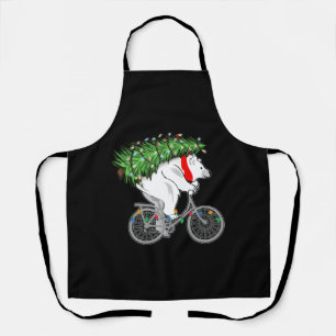 Cute Beer met kerstboomcadeaus voor fietsers Schort