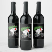 Cute Beer met kerstboomcadeaus voor fietsers Wijn Etiket (Flessen)