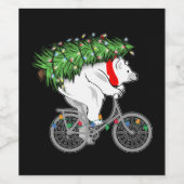 Cute Beer met kerstboomcadeaus voor fietsers Wijn Etiket (Enkel label)