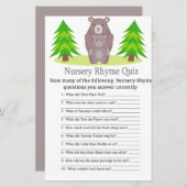 Cute Beer Nursery Rhyme Quiz baby shower game (Voorkant / Achterkant)