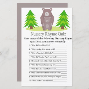 Cute Beer Nursery Rhyme Quiz baby shower game