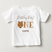 Cute Beer One Name First Birthday Baby T-Shirt (Voorkant)