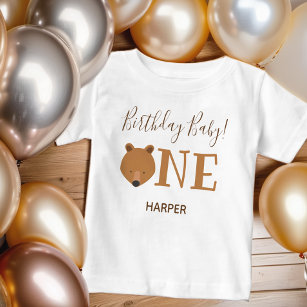 Cute Beer One Name First Birthday Baby T-Shirt