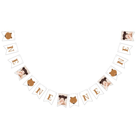 Cute Beer One Photo First Birthday Vlaggetjes (Alle)