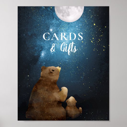 Cute Beer over de maan Kaart Gifts Poster (Voorkant)
