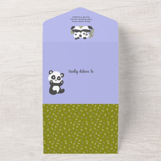 Cute Beer Pandas Party Boy Birthday All In One Uitnodiging (Buitenkant)