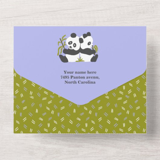 Cute Beer Pandas Party Boy Birthday All In One Uitnodiging (Achterkant)