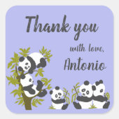 Cute Beer Pandas Party Boy Birthday Gift Hartelijk Vierkante Sticker (Voorkant)