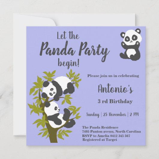 Cute Beer Pandas Party Boy Birthday Kaart (Voorkant)