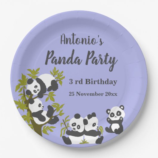 Cute Beer Pandas Party Boy Birthday Papieren Bordje (Voorkant)
