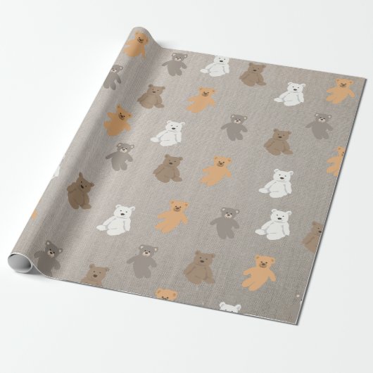 Cute Beer Pattern Cadeaupapier (Uitgerold)