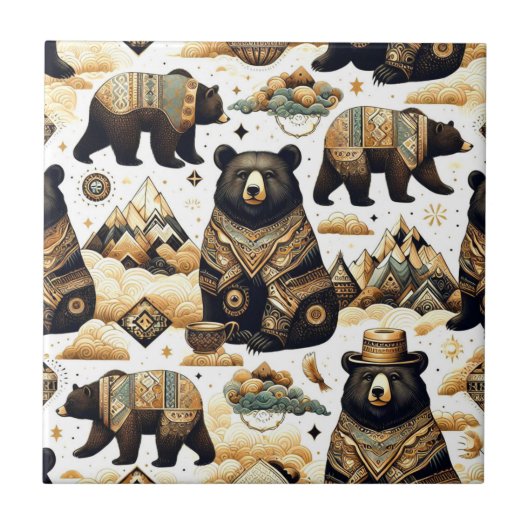 Cute Beer Pattern Tegeltje (Voorkant)