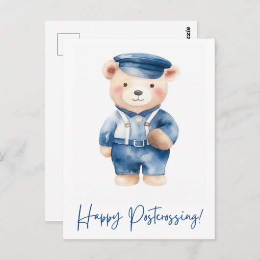 Cute beer postman | Postkruising | WATERVERF Briefkaart (Voorkant / Achterkant)