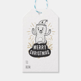 Cute Beer Prettig Kerstmis Voor Van Template Cadeaulabel