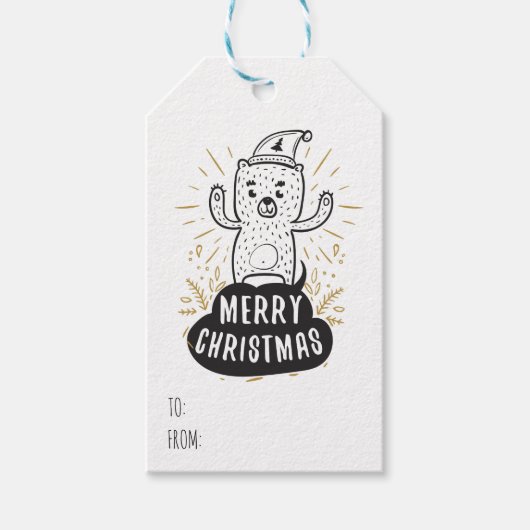 Cute Beer Prettig Kerstmis Voor Van Template Cadeaulabel (Voorkant)
